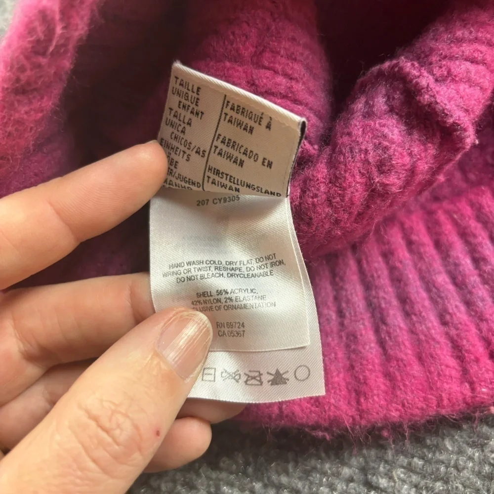 COLUMBIA Girls Pink Knit Brimmed Beanie Winter Hat One Size Fits Most
